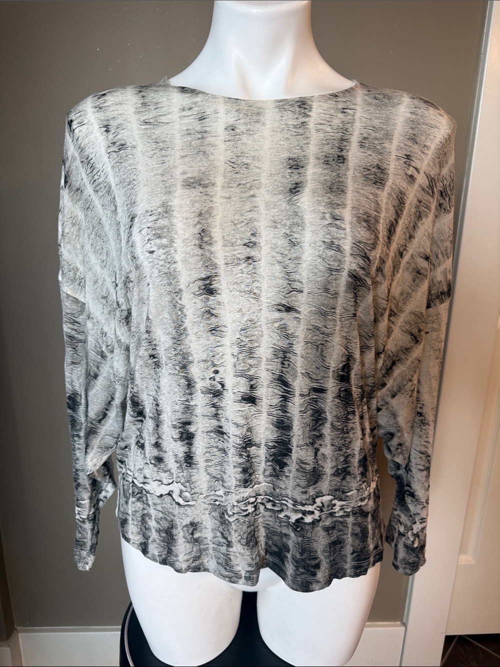 Diesel Black and Cream Tie-Dye Sleeve Top